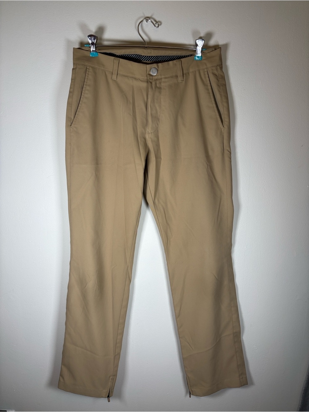 Bonobos Men's Straight Fit Golf Pants Khaki 30x32 Ankle Zippers